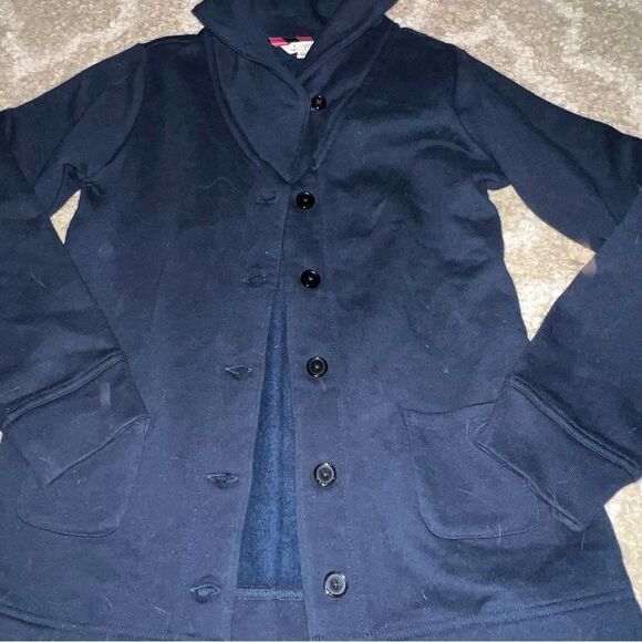 Navy Button-Up Jacket lands end - Picture 1 of 8